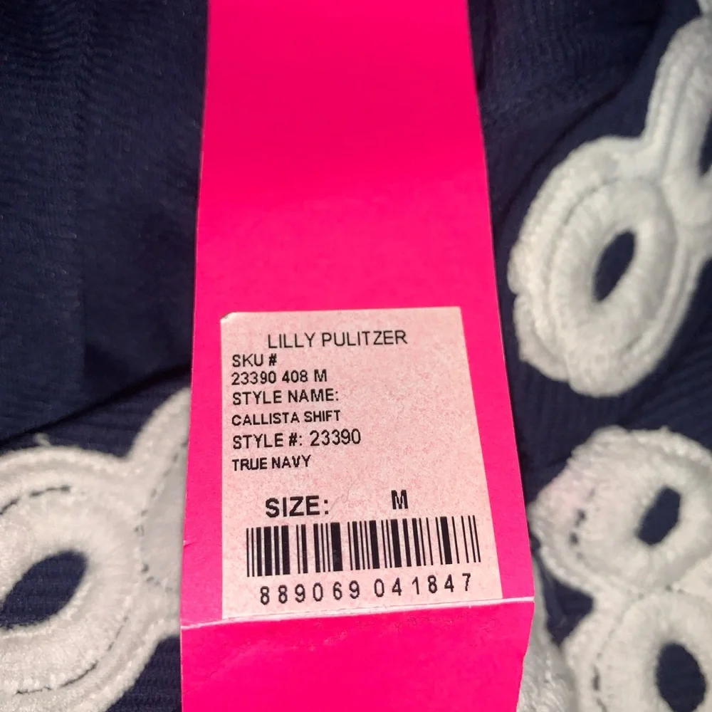 NEW Lilly Pulitzer Callista Navy Dress White Trim Size M - Picture 6 of 10
